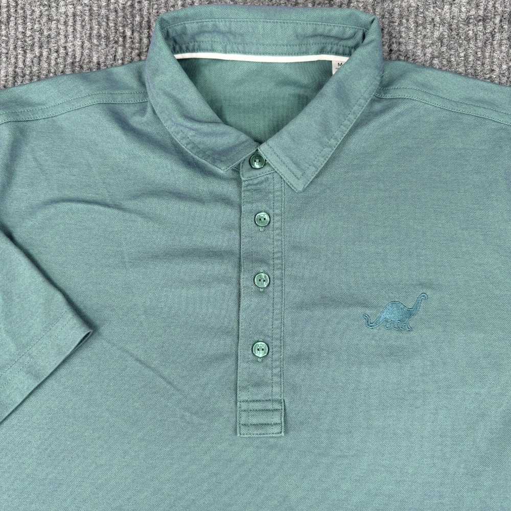 Travis‎ Mathew Men's Golf Performance Polo Shirt Medium Green Iridescent Dino